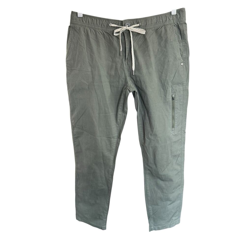 Vuori Wide Leg Pants in Olive Green with Drawstring